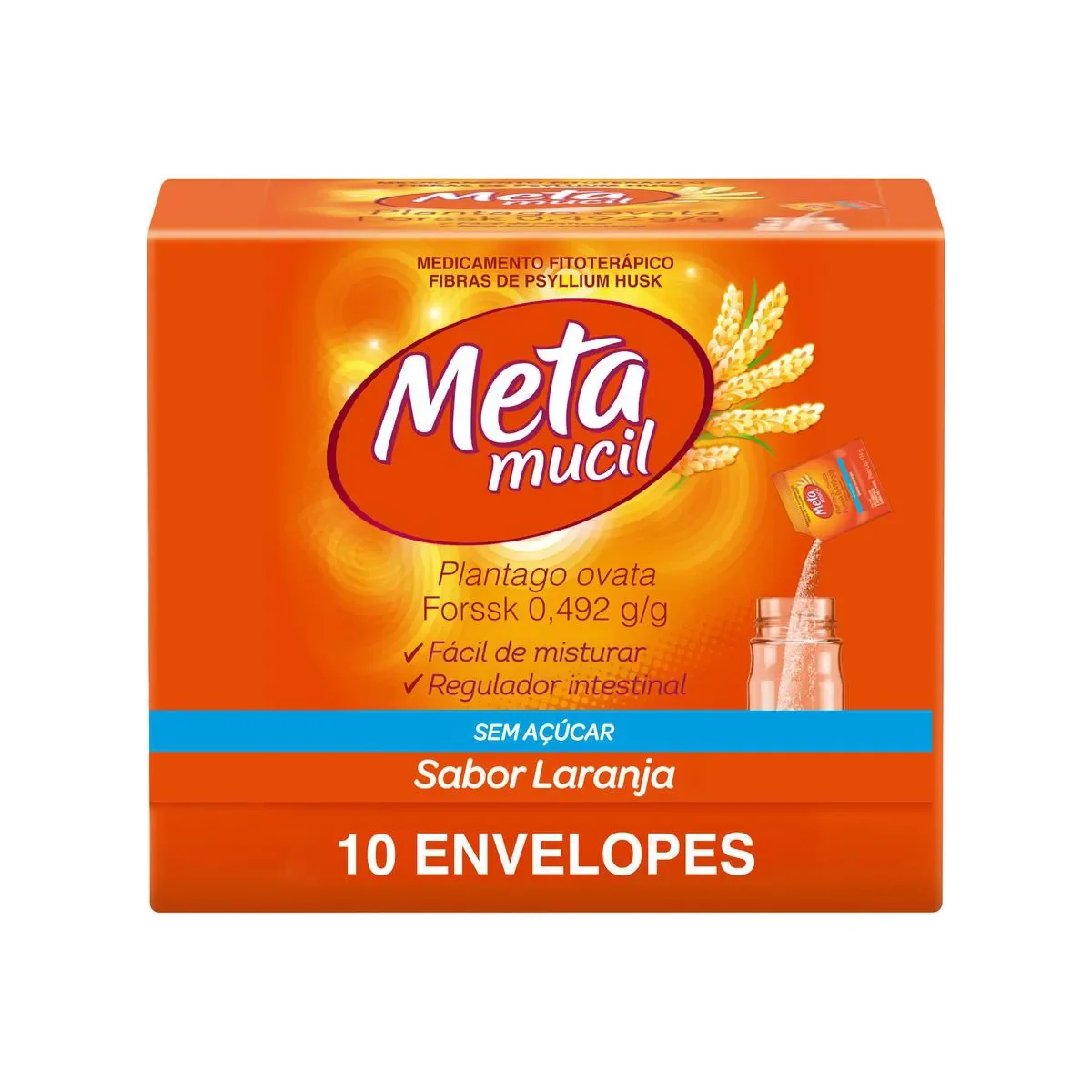 Metamucil Sabor Laranja com 10 sachês de 5,85g cada - imagem 1
