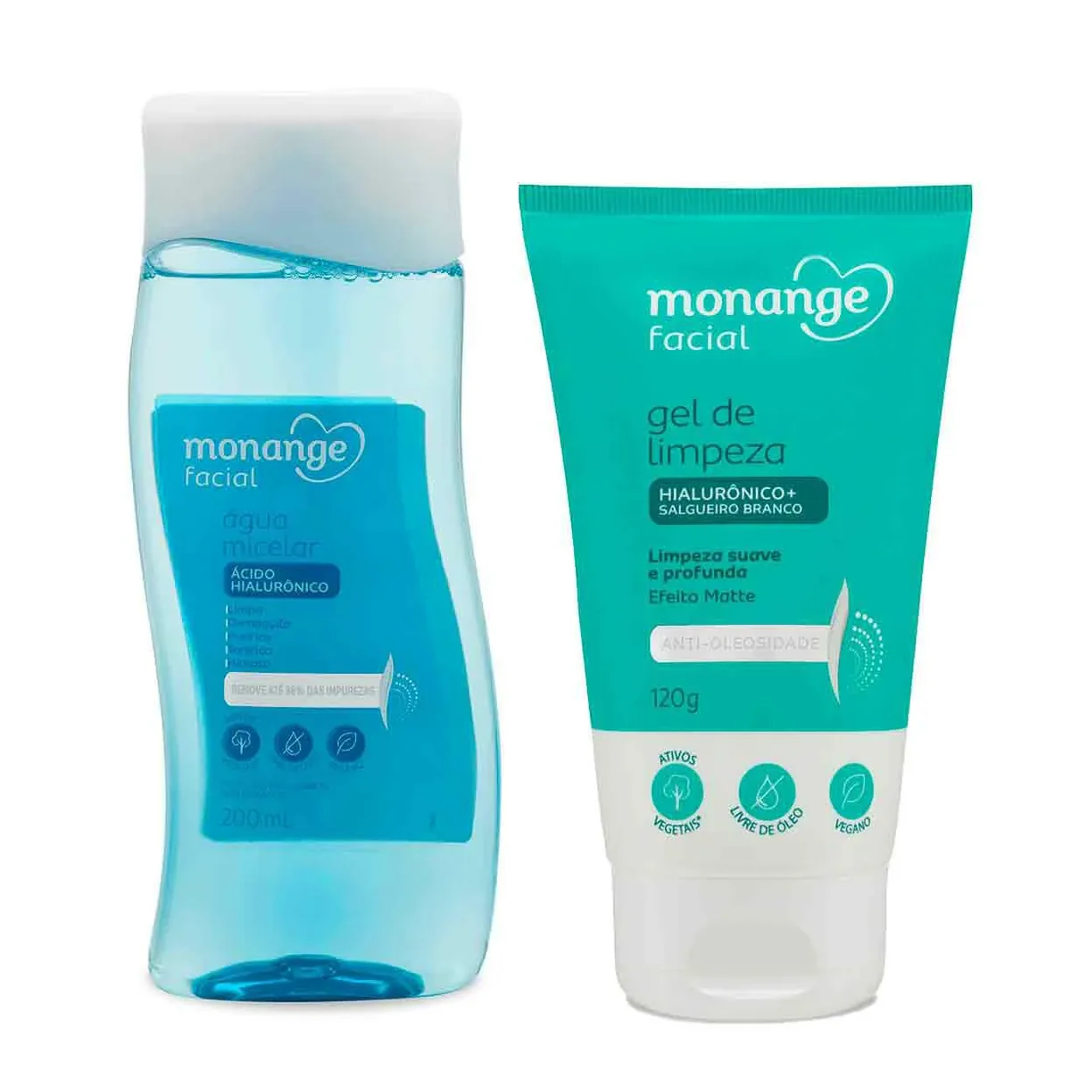 Kit Monange Facial Água Micelar Ácido Hialurônico 200ml + Gel de Limpeza Anti-Oleosidade 120g - imagem 1