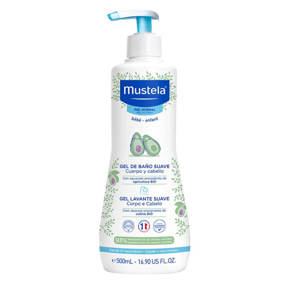 Gel Lavante Mustela Bebê Suave Corpo e Cabelo 500ml - imagem 1