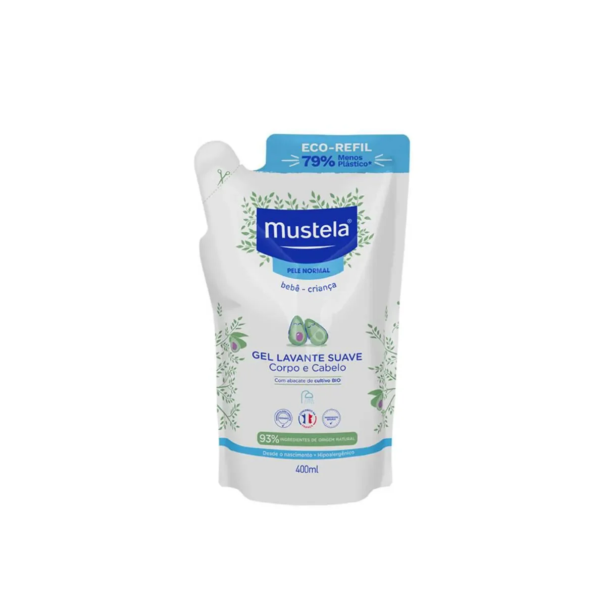 Refil Gel Lavante Suave Mustela Pele Normal 400ml - imagem 1