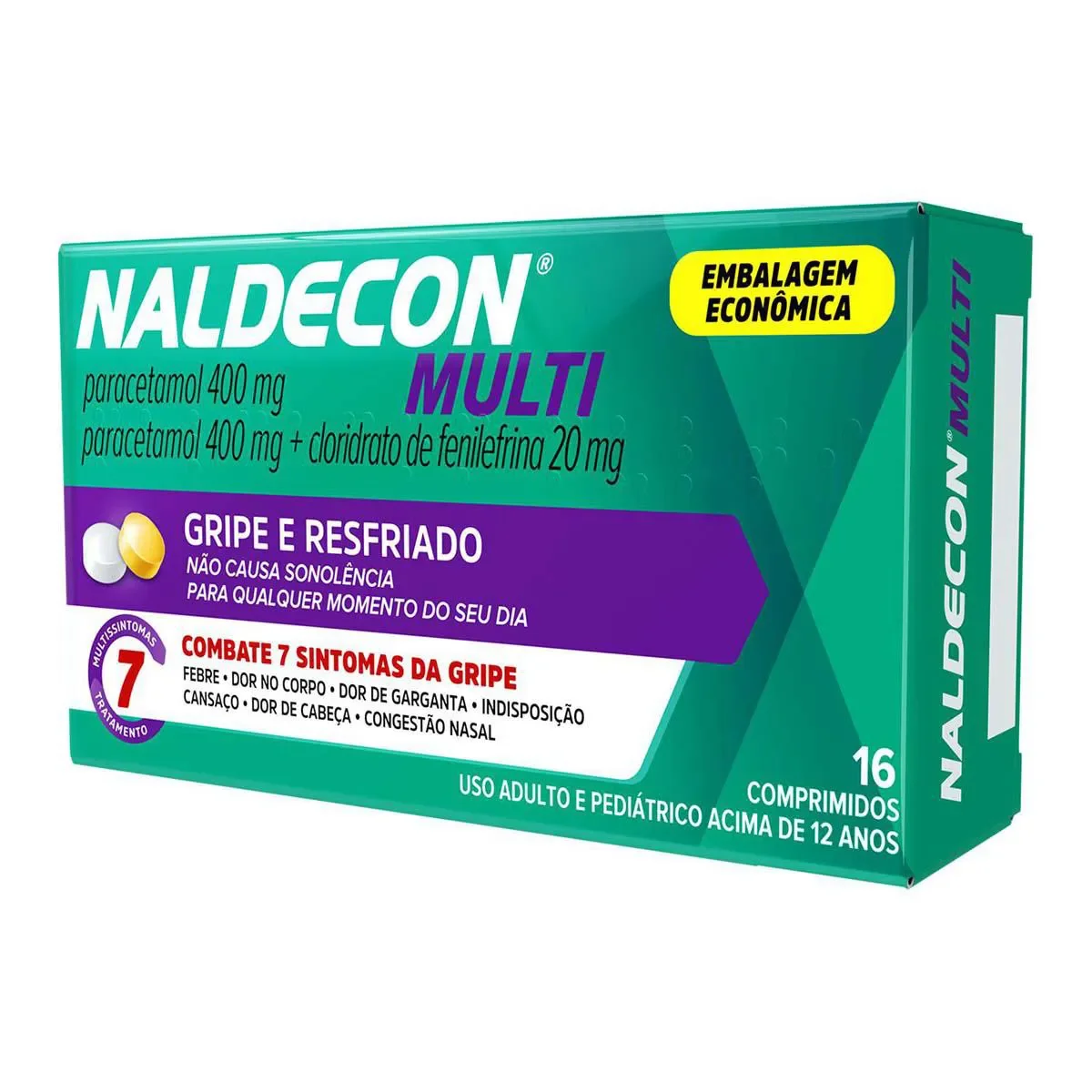 Naldecon Multi Paracetamol 800mg + Cloridrato Fenillefrina 20mg 16 comprimidos - imagem 1
