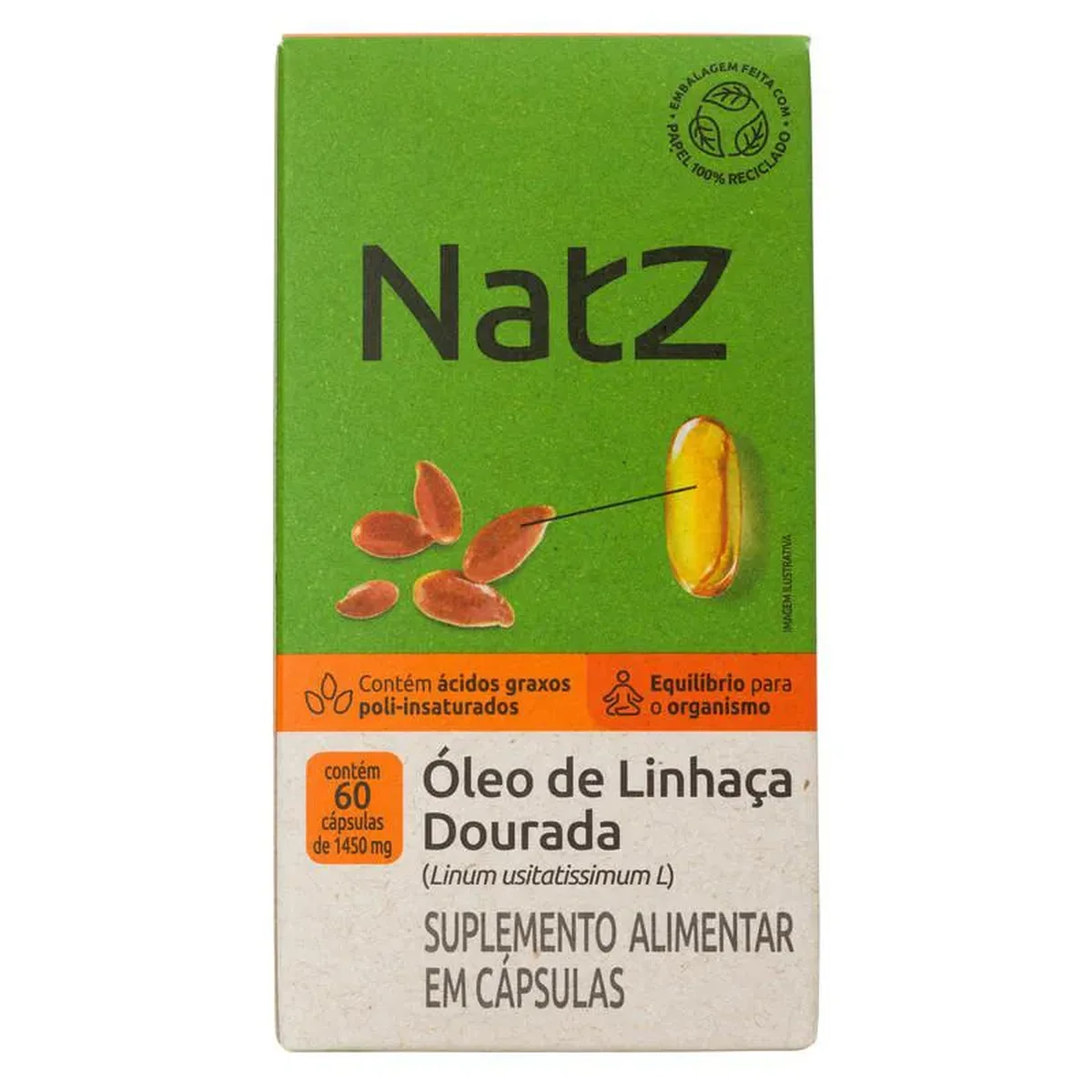 Óleo de Linhaça Dourada Natz 60 Cápsulas - imagem 1