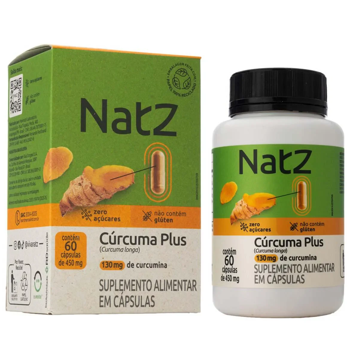Cúrcuma Plus Natz 130 Mg 60 capsulas - imagem 1