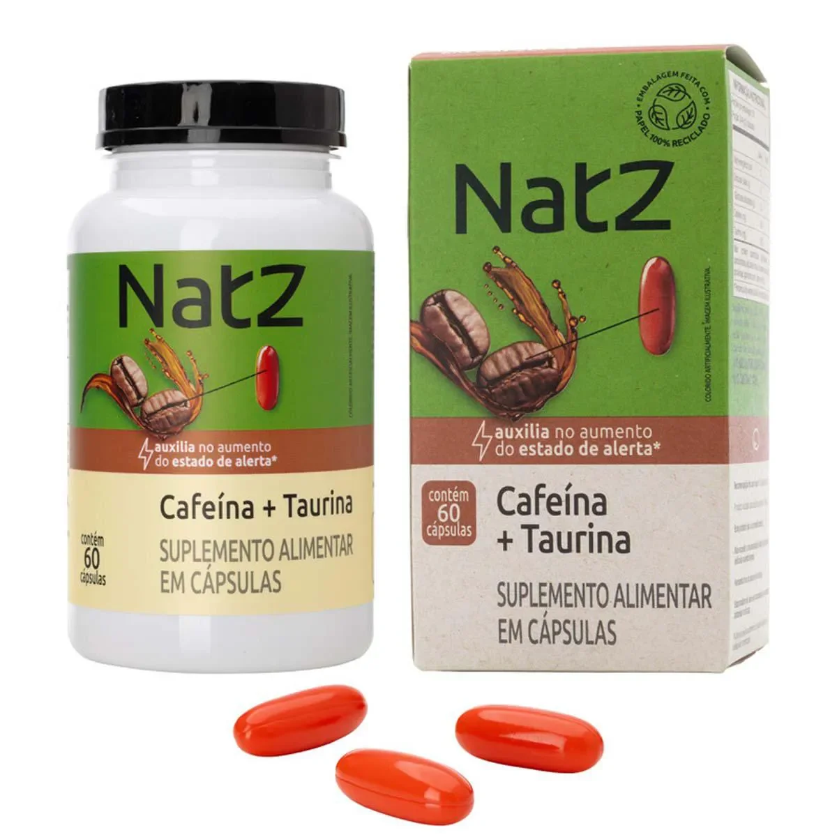 Cafeína + Taurina Natz 60 cápsulas - imagem 1