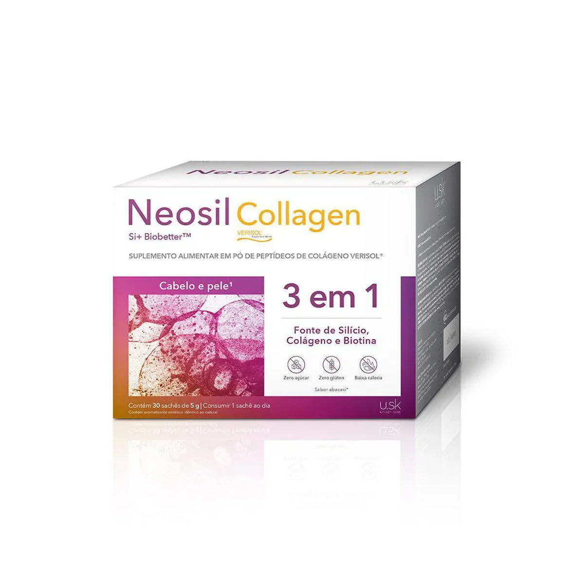 Colágeno Neosil Collagen Para Cabelos, Unhas E Pele Abacaxi 30 Sachês - imagem 1