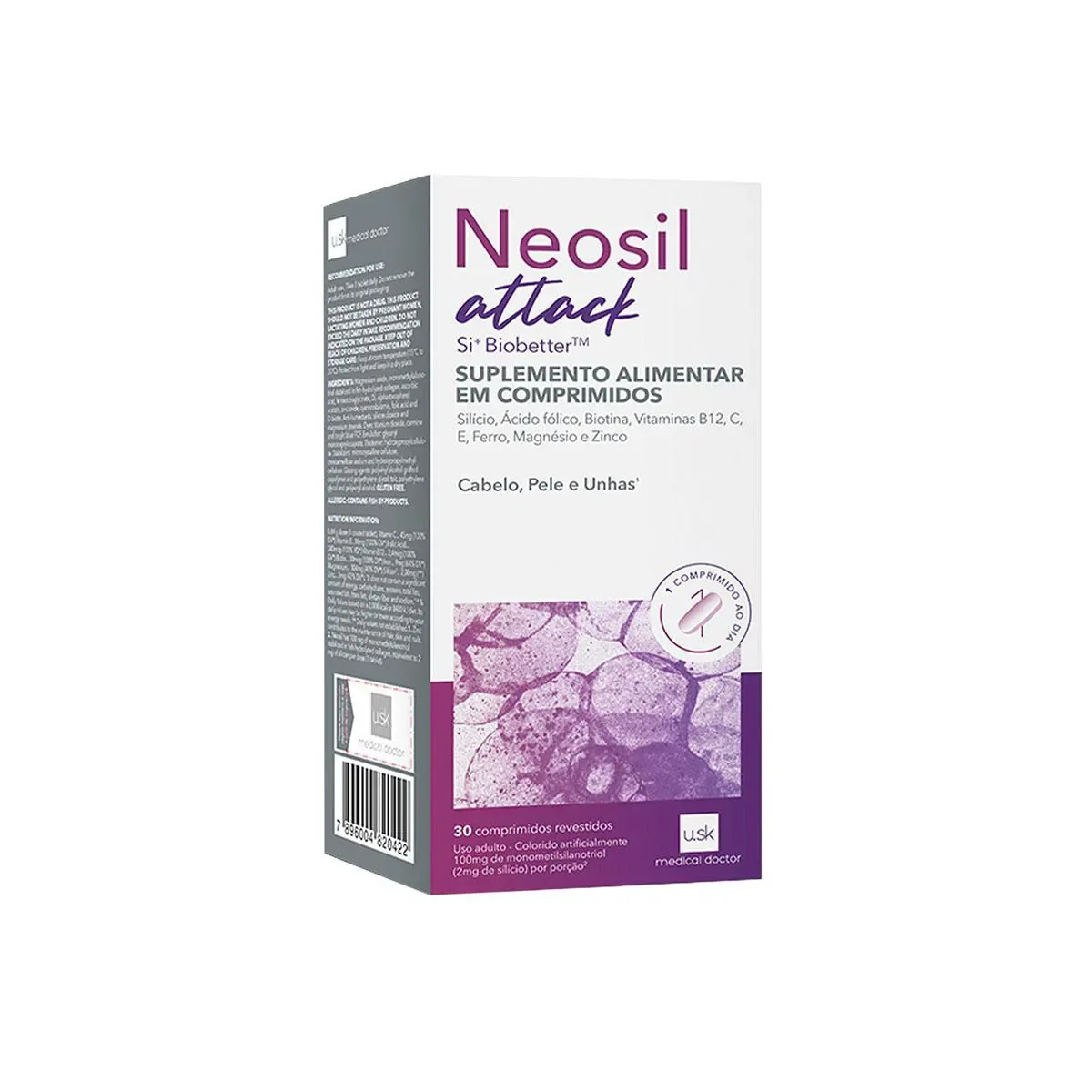 Polivitamínico Neosil Attack Cabelo, Pele E Unha 30 comprimidos - imagem 1