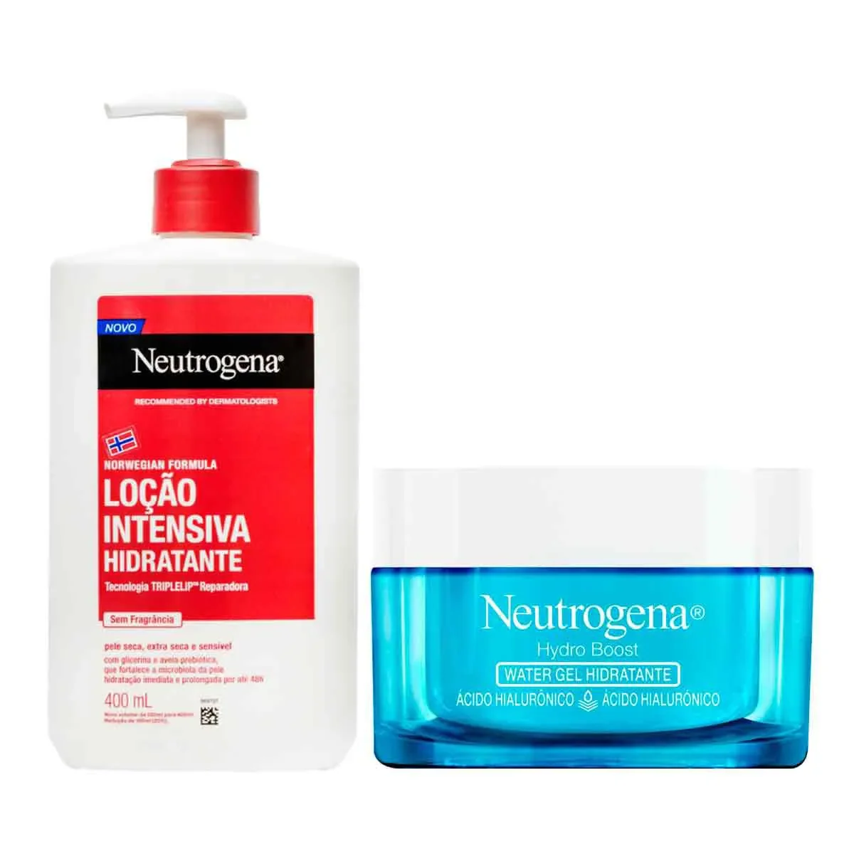 Kit Neutrogena Hidratantes Facial Hydro Boost Water Gel 50g + Corporal Norwegian Loção sem Fragrância 400ml - imagem 1