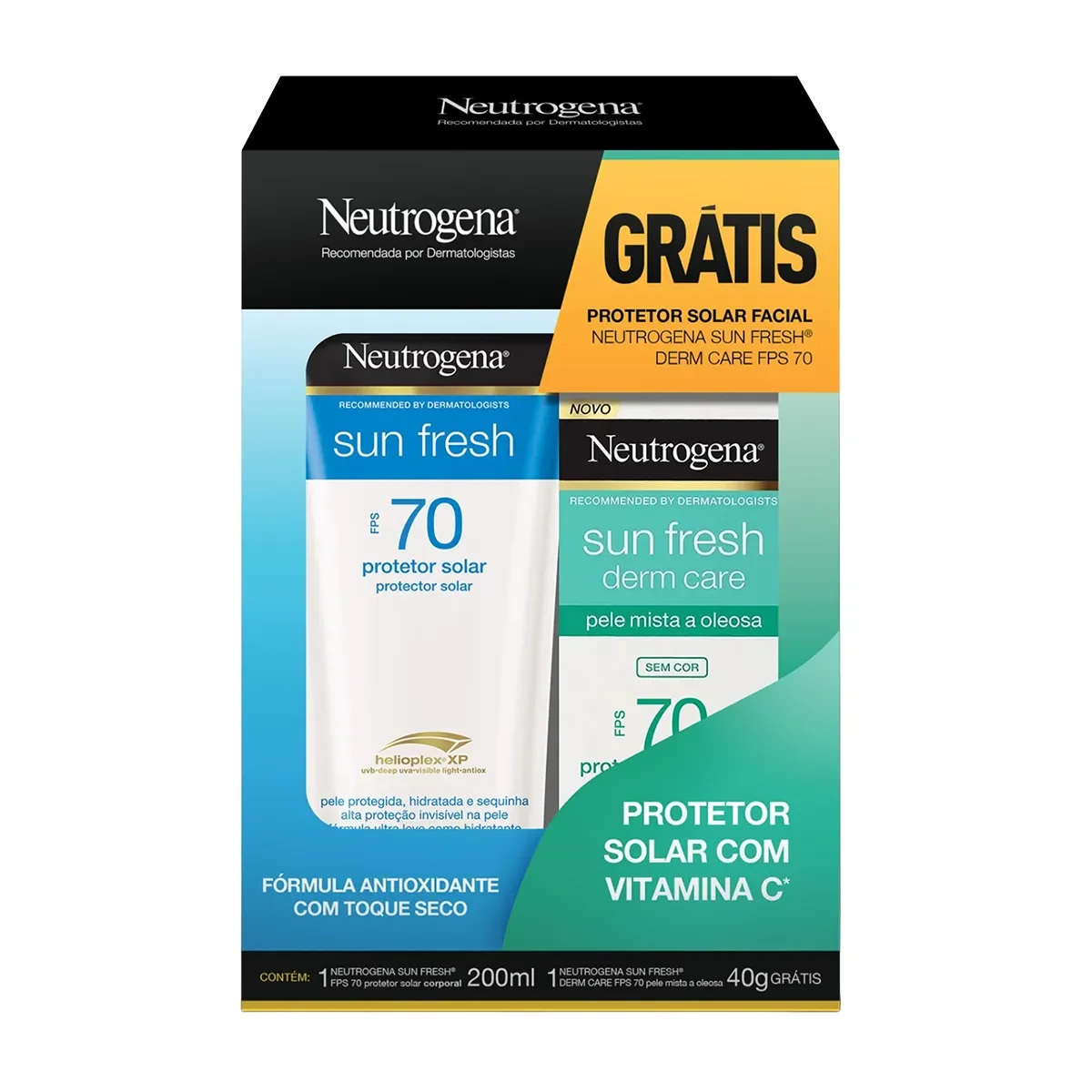 Kit Protetor Solar Neutrogena Sun Fresh FPS 70 Corporal 200ml + Facial 40g - imagem 1