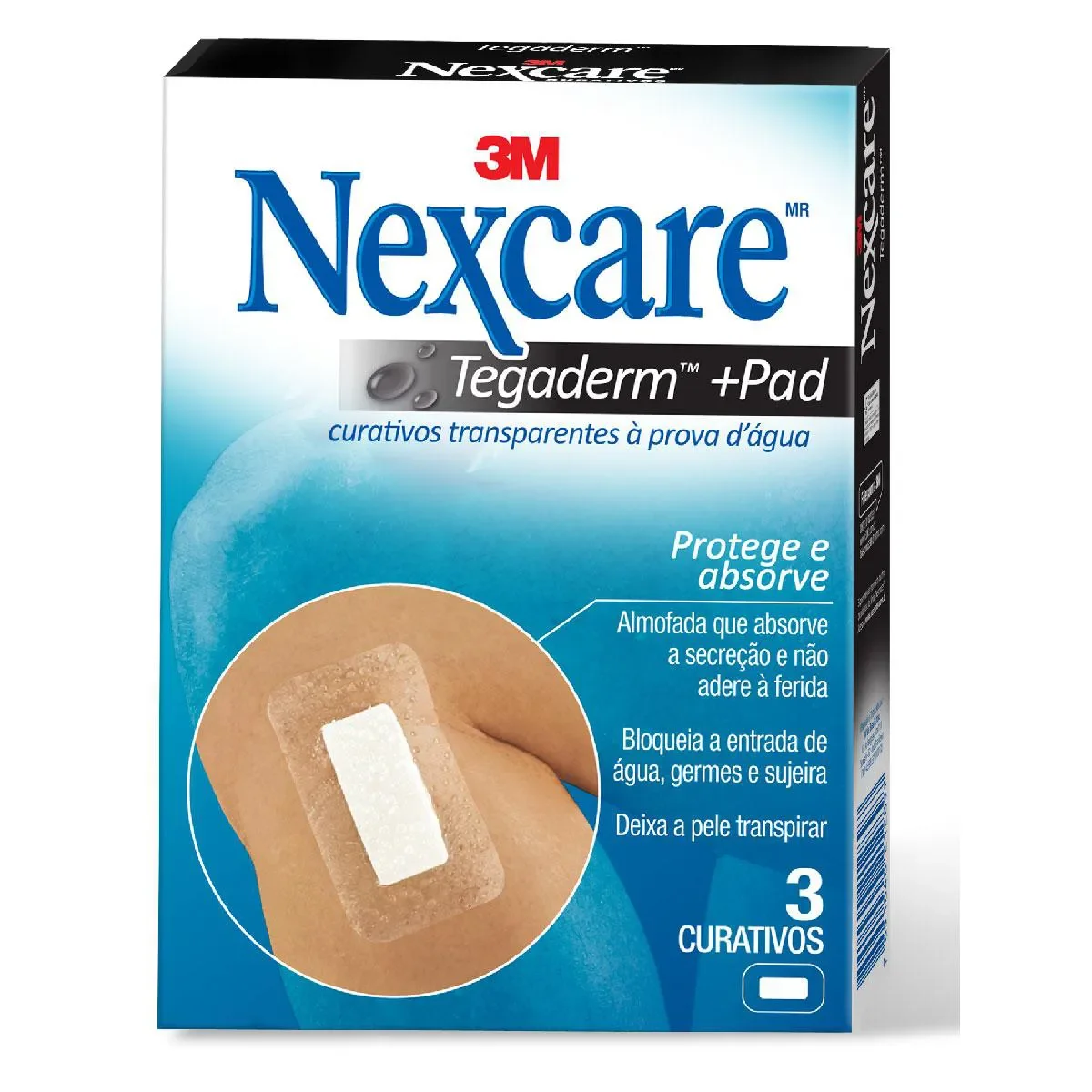 Curativo Transparente Nexcare Tegaderm + Pad  À Prova D'Água com 3 unidades - imagem 1