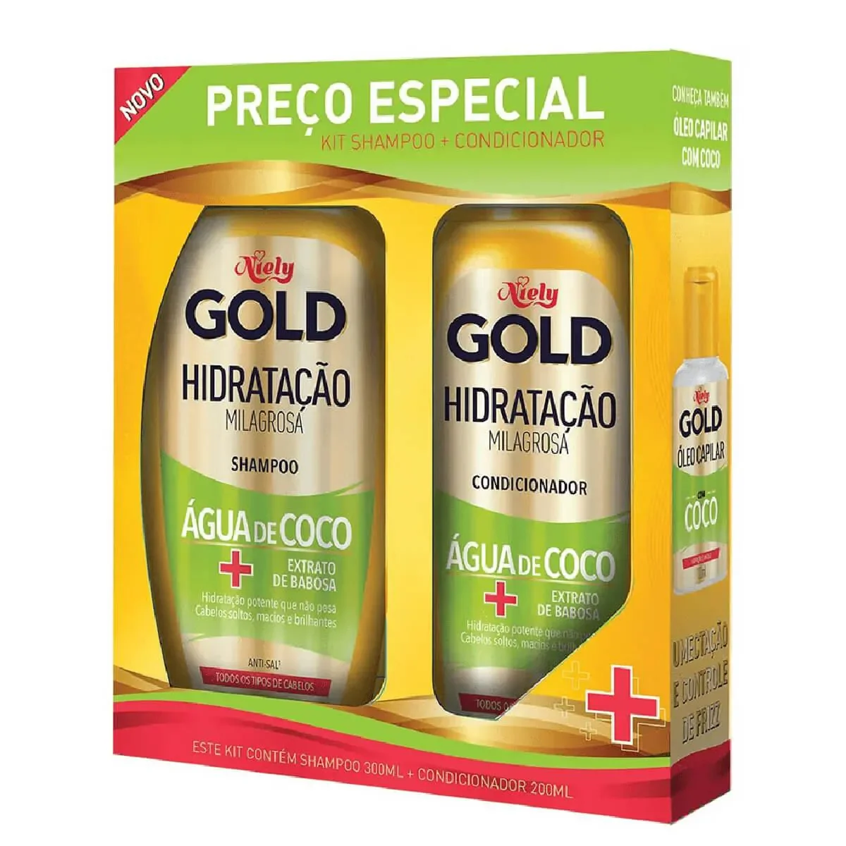 Kit Niely Gold Hidratação Água de Côco Shampoo 300ml + Condicionador 200ml - imagem 1