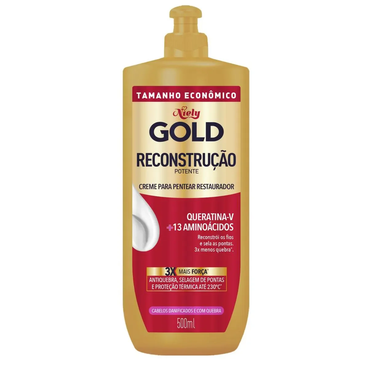 Creme de Pentear Niely Gold Reconstrução Potente 500ml - imagem 1