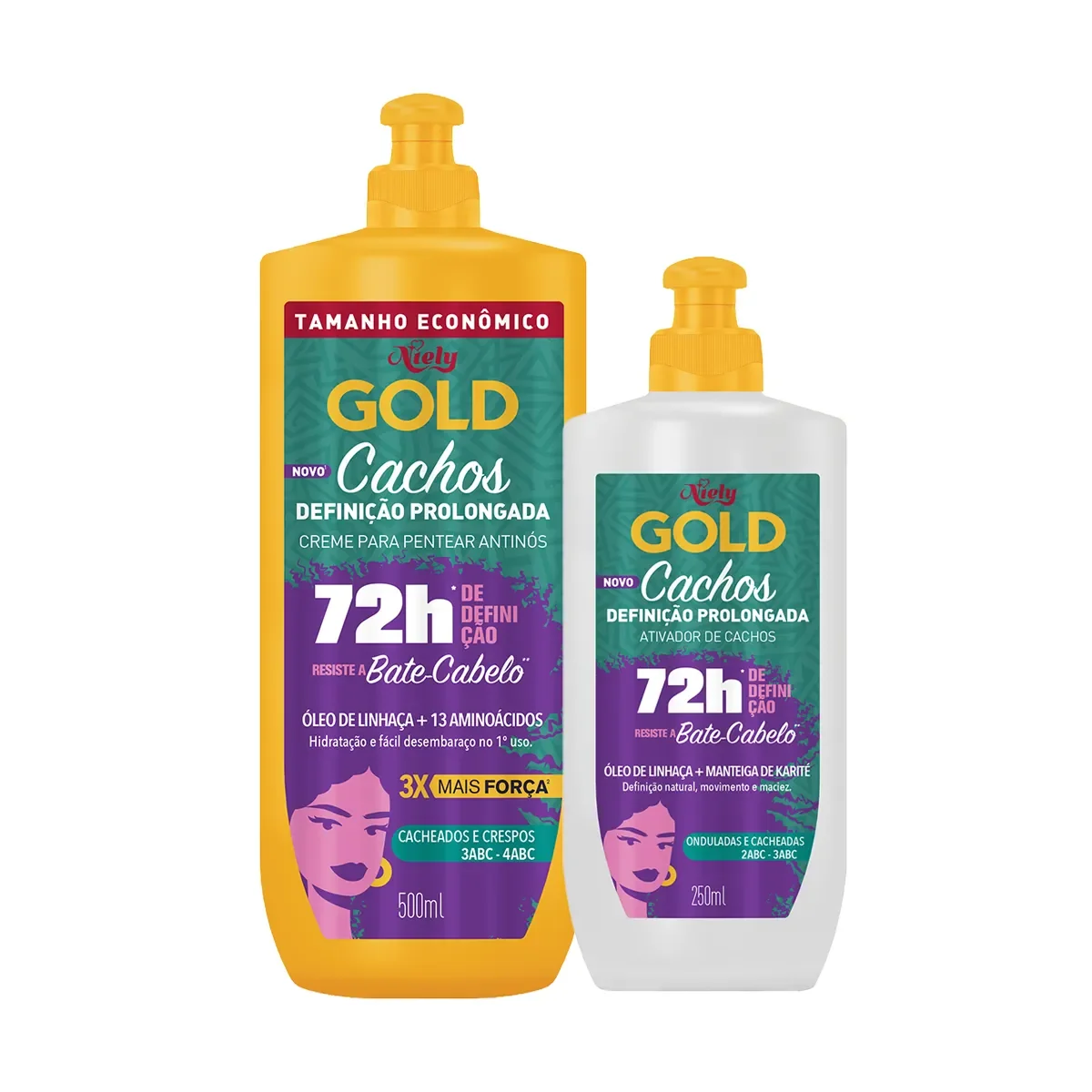 Kit Niely Gold Cachos Creme para Pentear 500ml + Ativador de Cachos 250ml - imagem 1