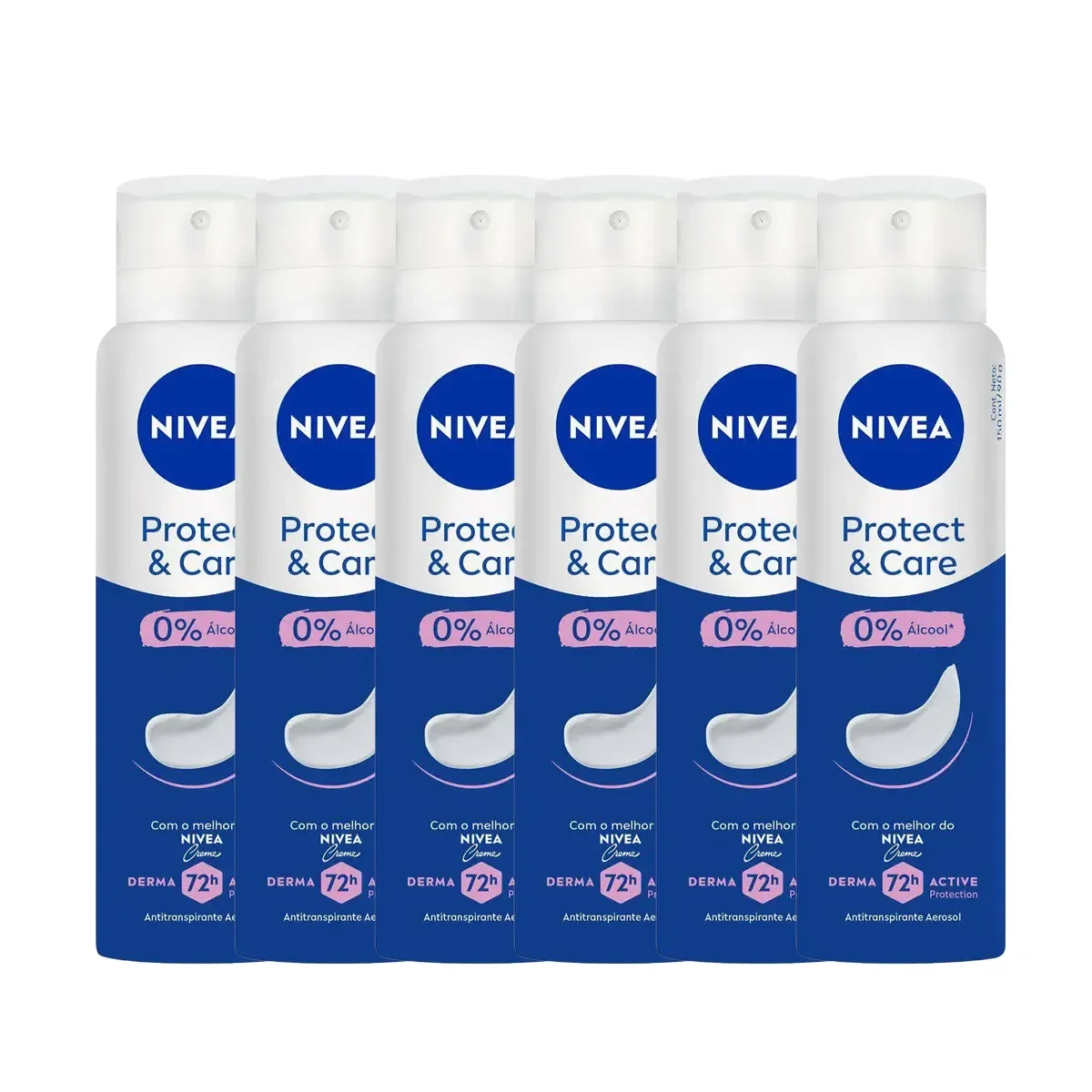 Kit Desodorante Antitranspirante Aerosol Nivea Protect & Care Feminino 72h 150ml 6 unidades - imagem 1