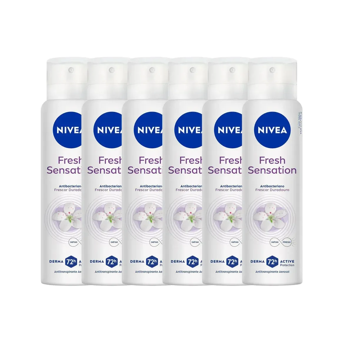 Kit Desodorante Antitranspirante Aerosol Nivea Fresh Sensation Feminino 72h 150ml 6 unidades - imagem 1