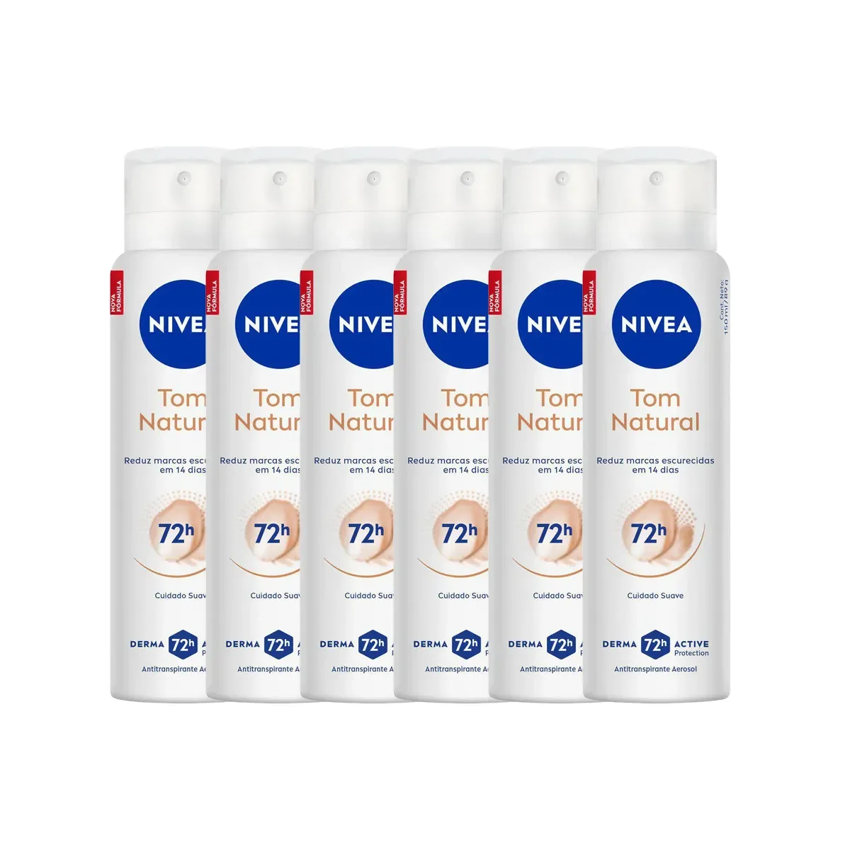Kit Desodorante Antitranspirante Aerosol Nivea Tom Natural Feminino 72h 150ml 6 unidades - imagem 1