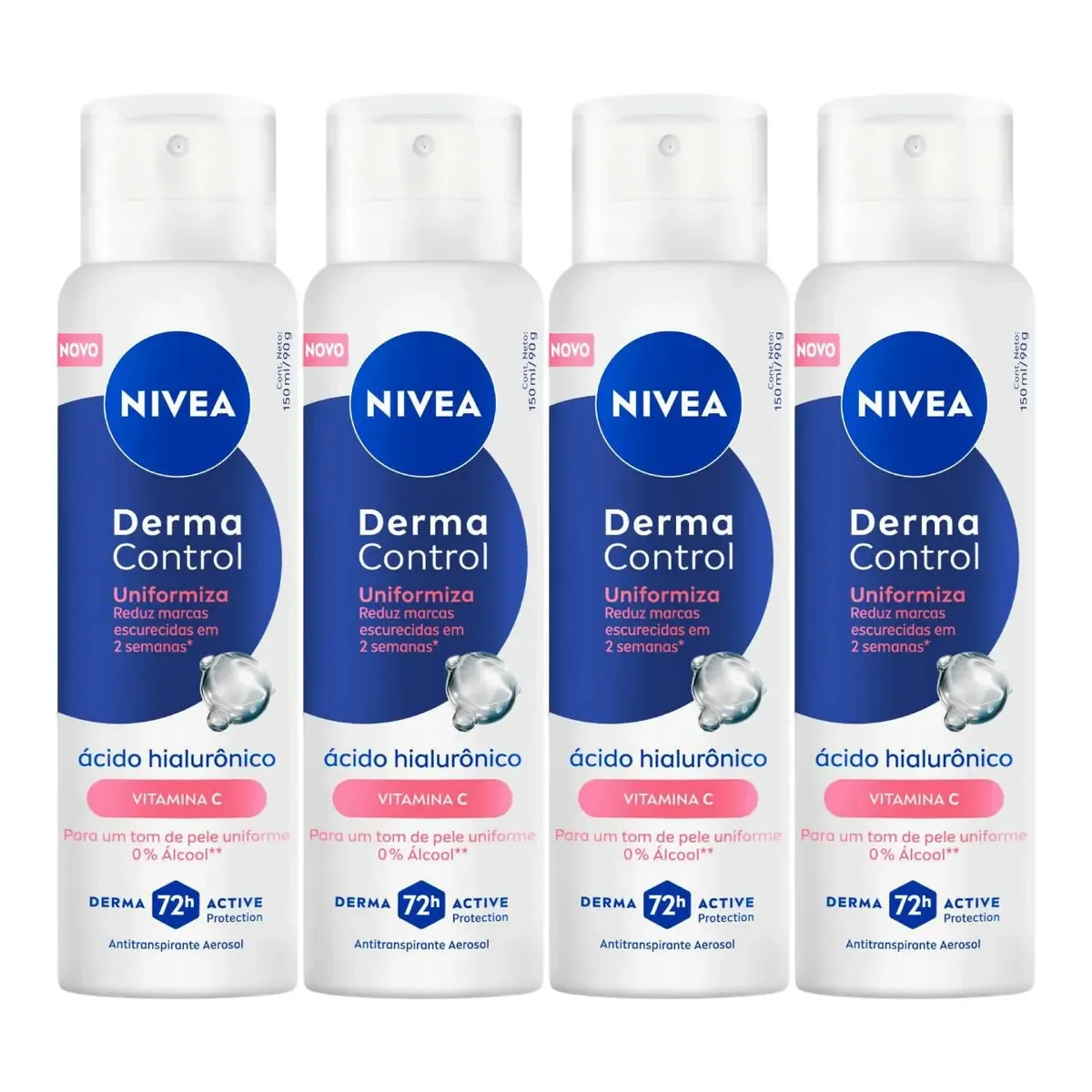 Kit Desodorante Antitranspirante Aerossol Nivea Derma Control Uniformiza 150ml 4 unidades - imagem 1