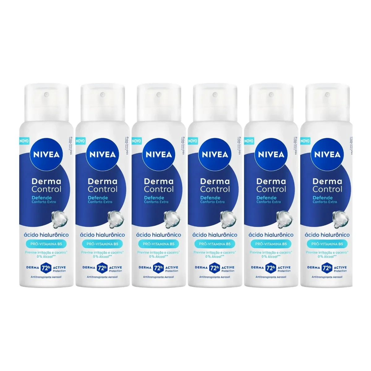 Kit Desodorante Antitranspirante Aerossol Nivea Derma Control Defende 150ml 6 unidades - imagem 1