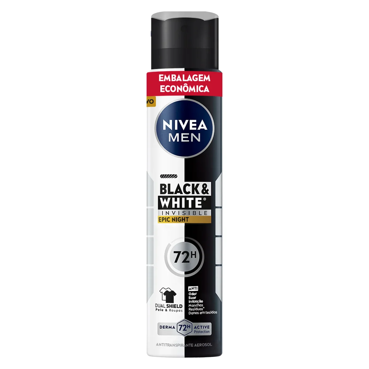 Desodorante Aerossol Antitranspirante Nivea Black & White Invisible Authentic 200ml - imagem 1