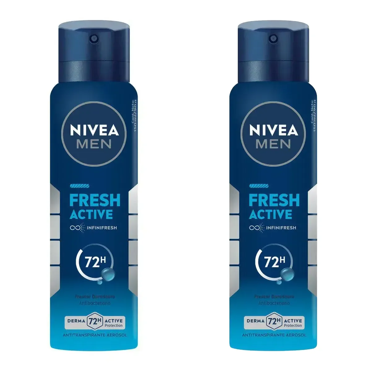 Kit Desodorante Antitranspirante Aerosol Nivea Men Fresh Active Masculino 72h 150ml 2 unidades - imagem 1