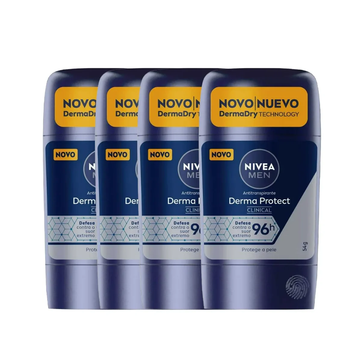 Kit Desodorante Antitranspirante Stick Barra Nivea Men Derma Protect Clinical 96h 54g 4 unidades - imagem 1