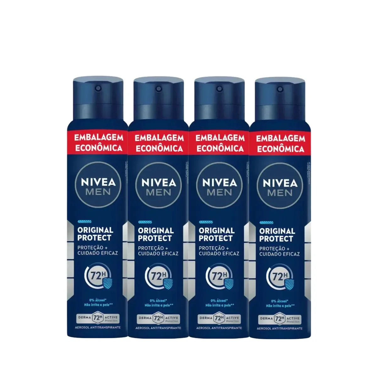 Kit Desodorante Antitranspirante Aerosol Nivea Men Original Protect 72h 200ml 4 unidades - imagem 1