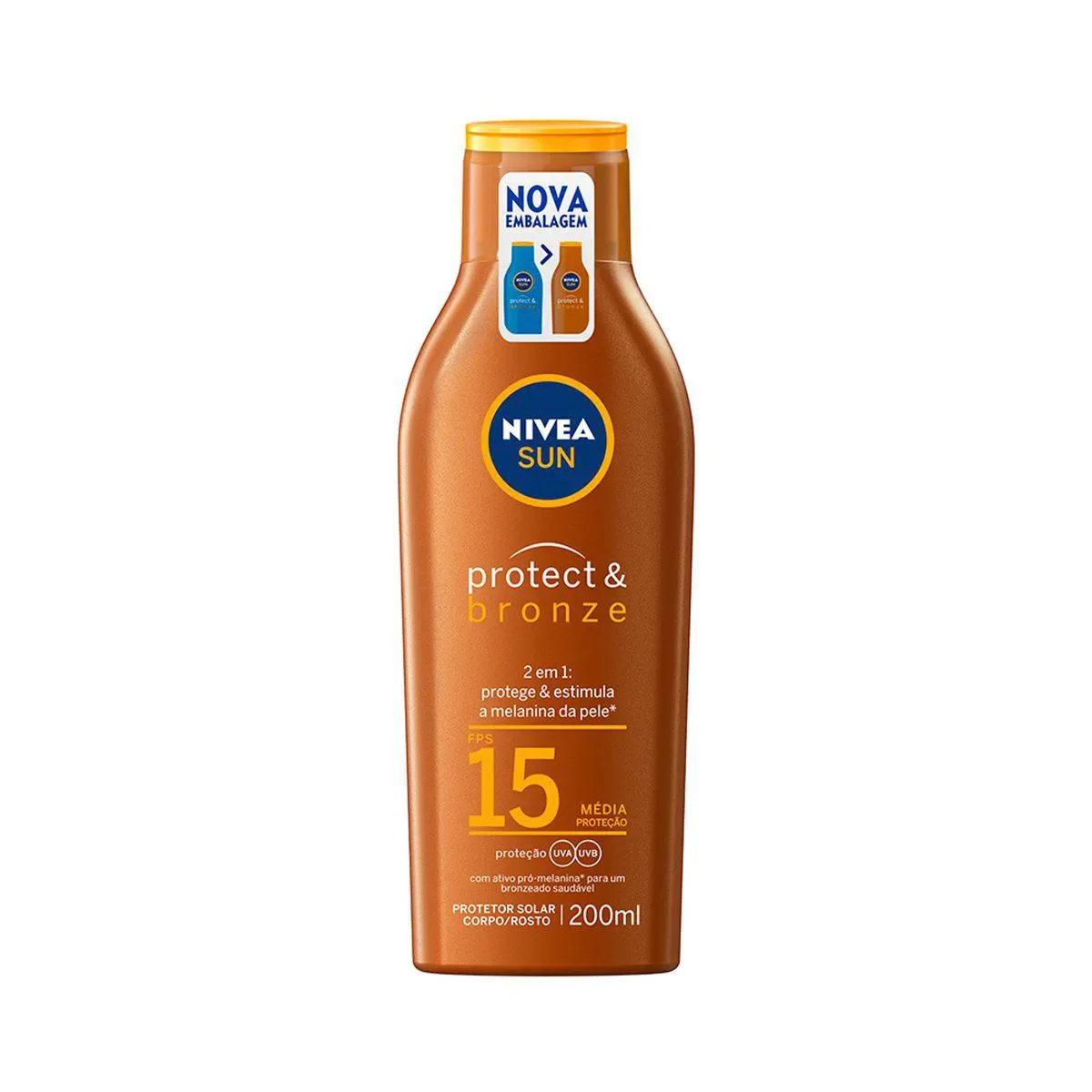 Protetor Solar FPS15 Nivea Sun Protect & Bronze 200ml - imagem 1