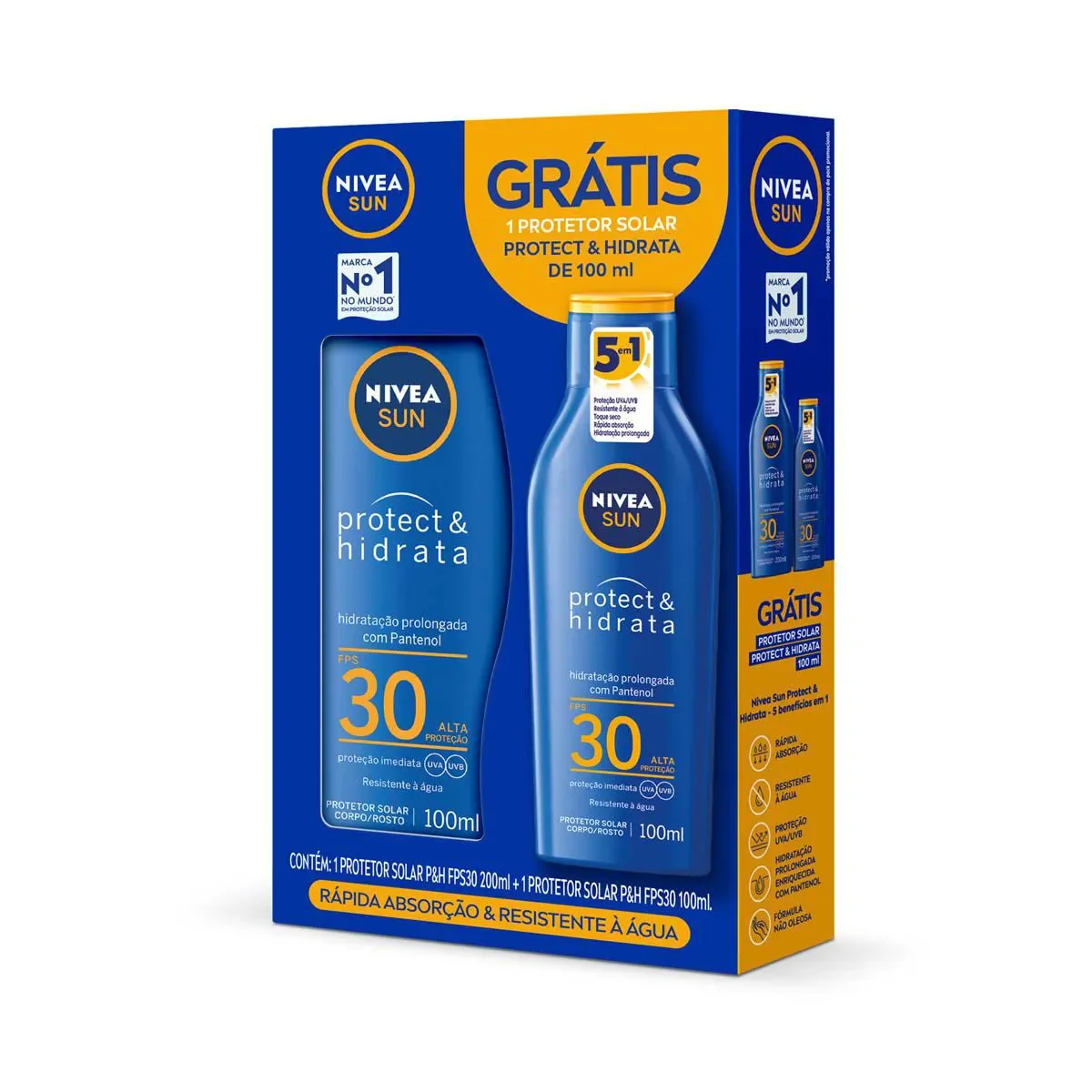 Kit Protetor Solar Corporal Nivea Sun Protect & Hidrata FPS 30 com 200ml + 100ml - imagem 1