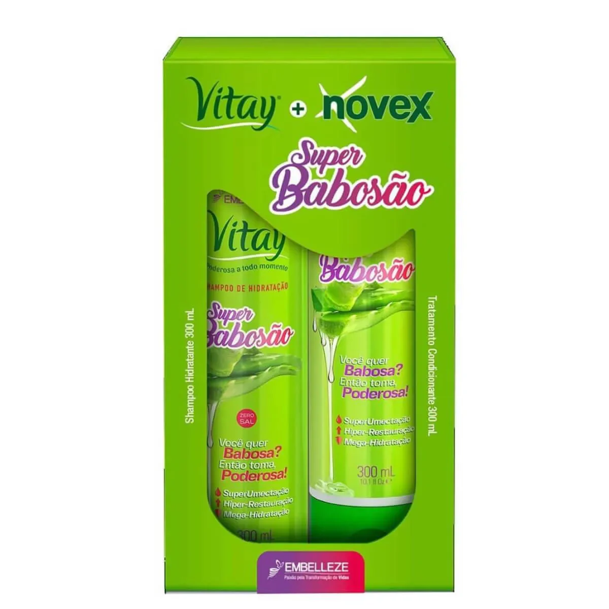 Kit Vitay Novex Super Babosão Shampoo de Hidratação 300ml + Tratamento Condicionante 300ml - imagem 1
