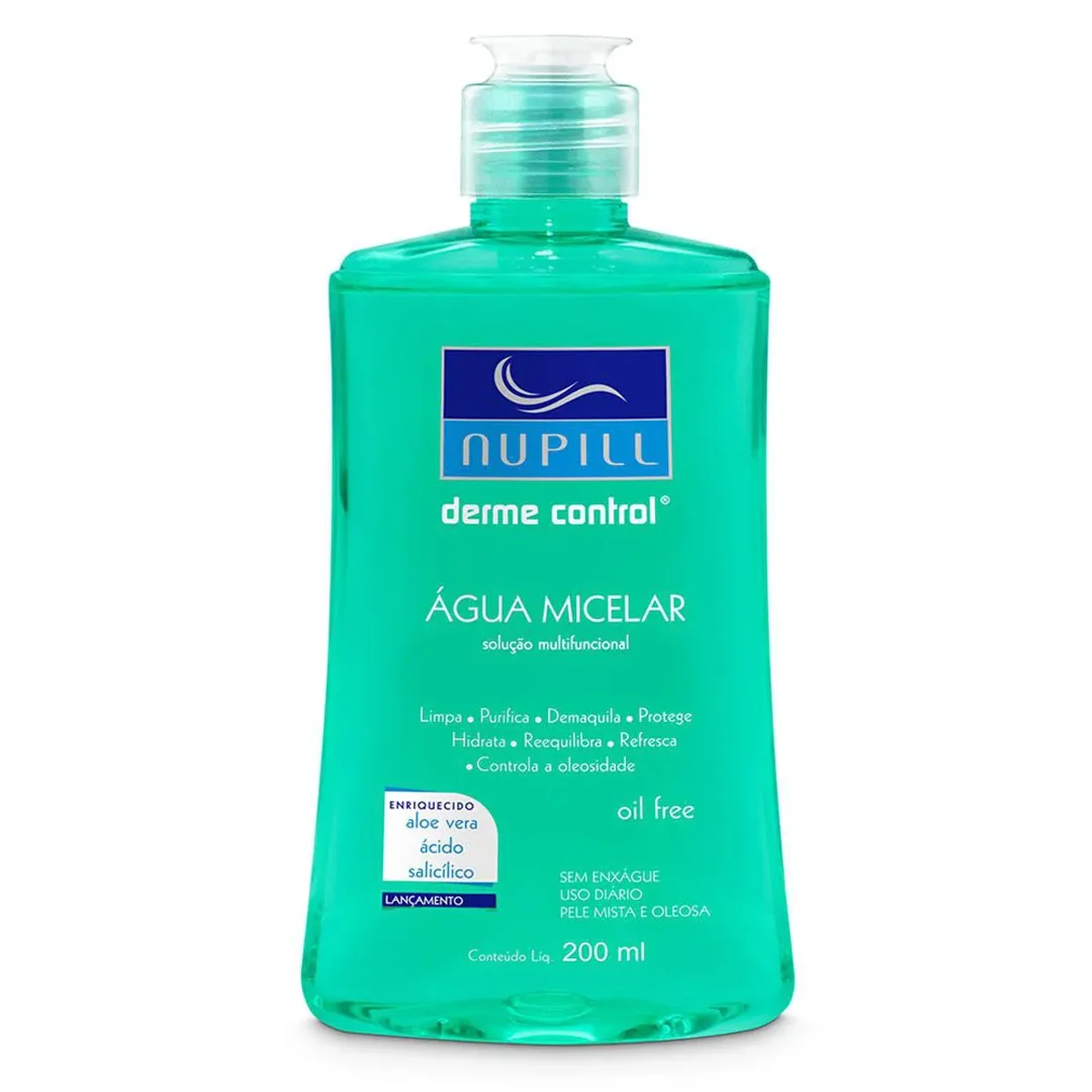Água Micelar Nupill Derme Control Pele Mista e Oleosa Oil Free 200ml - imagem 1