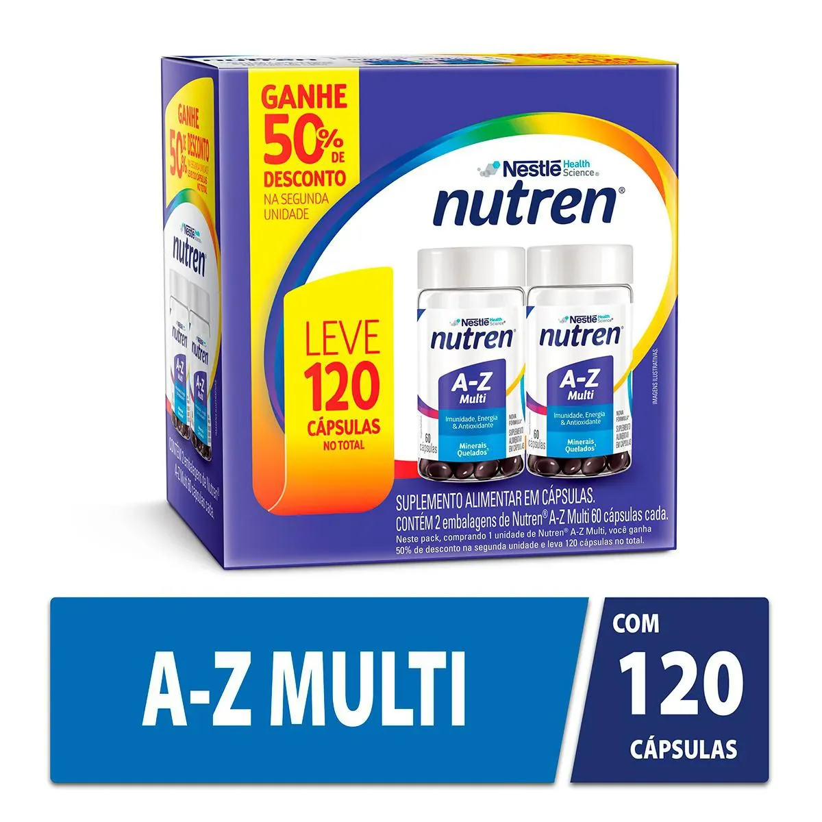 Polivitamínico Nutren A-Z Multi 2 unidades com 60 cápsulas cada - imagem 1