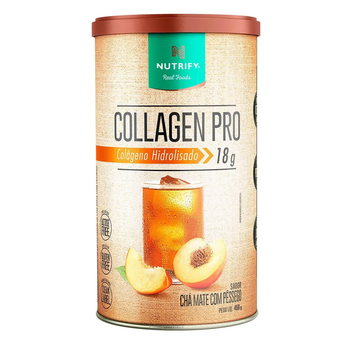 Colágeno Hidrolisado Nutrify Collagen Pro Chá Mate com Pêssego 450g - imagem 1