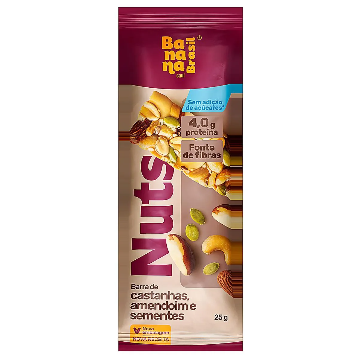 Barra de Castanhas Nuts Banana Brasil 25g - imagem 1