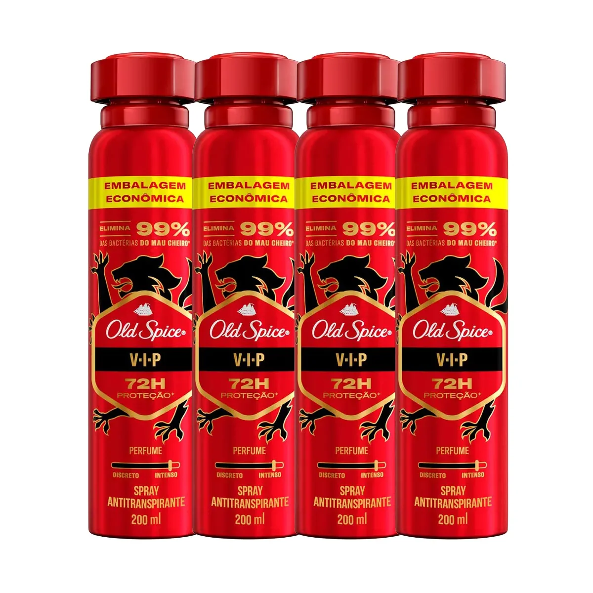 Kit Desodorante Antitranspirante Spray Old Spice Vip Masculino 72h 200ml 4 Unidades - imagem 1