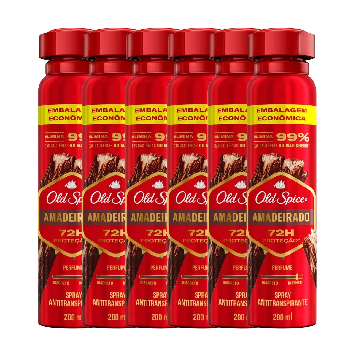 Kit Desodorante Antitranspirante Aerosol Old Spice Amadeirado Spray 72h 200ml 6 Unidades - imagem 1