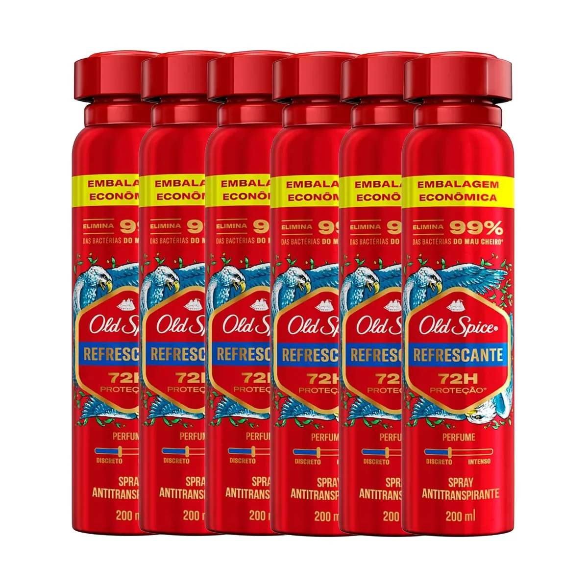 Kit Desodorante Antitranspirante Aerosol Old Spice Refrescante Masculino 72h 200ml 6 Unidades - imagem 1