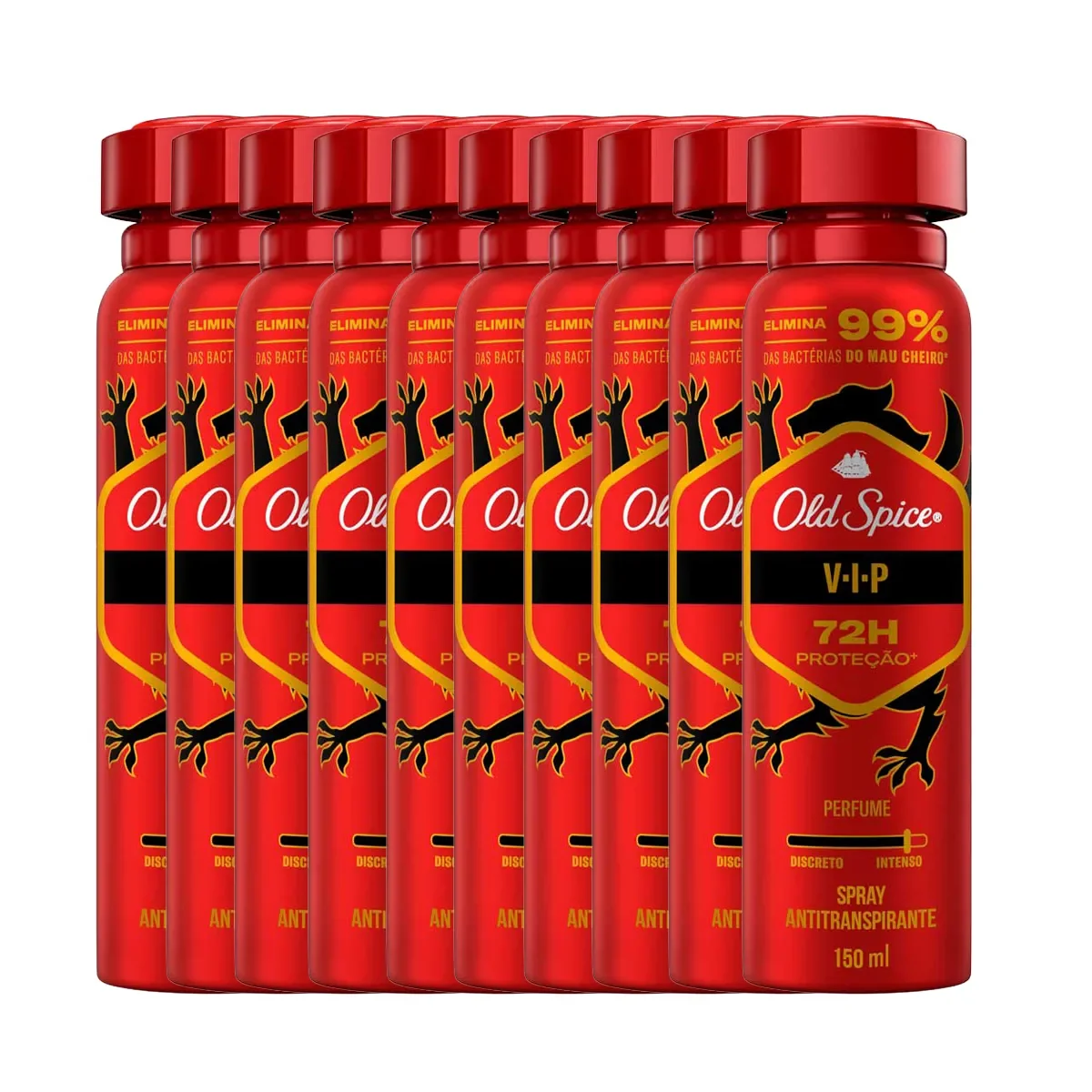 Kit Desodorante Antitranspirante Aerosol Spray Old Spice VIP Masculino 72h 150ml 10 Unidades - imagem 1