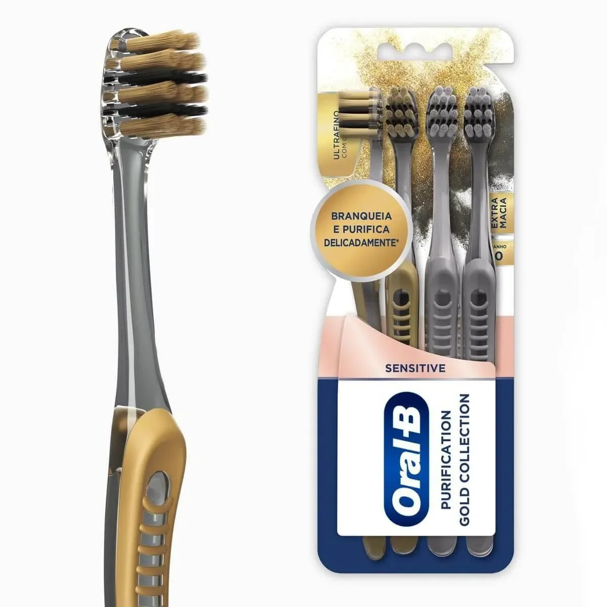 Escova de Dente Oral-B Sensitive Purification Gold Collection Ultrafina 4 unidades - imagem 1