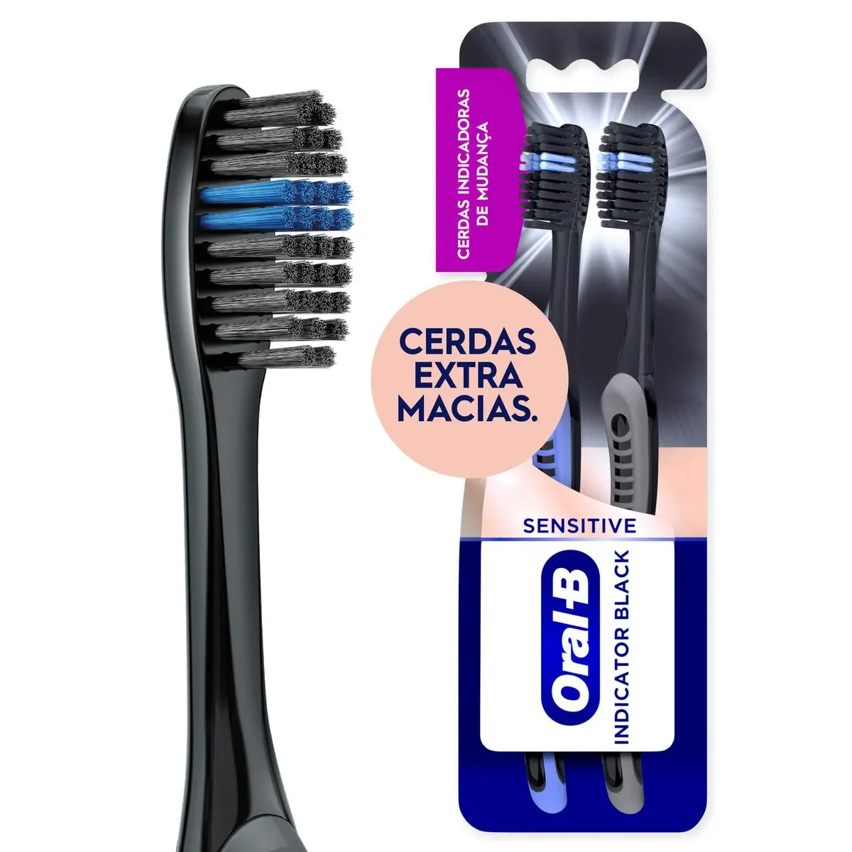 Escova de Dente Oral B Indicator Black Sensitive com Carvão 2 unidades - imagem 1