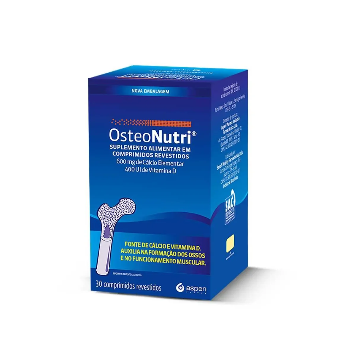 Cálcio 600mg + Vitamina D 400UI Osteonutri 30 comprimidos - imagem 1