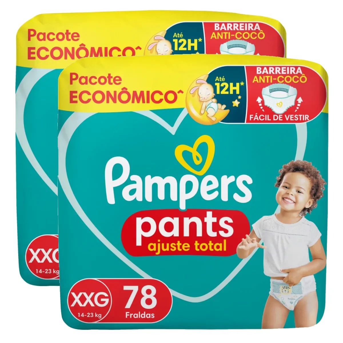 Kit 2 Fraldas Calça Pampers Pants Ajuste Total XXG 78 unidades cada - imagem 1