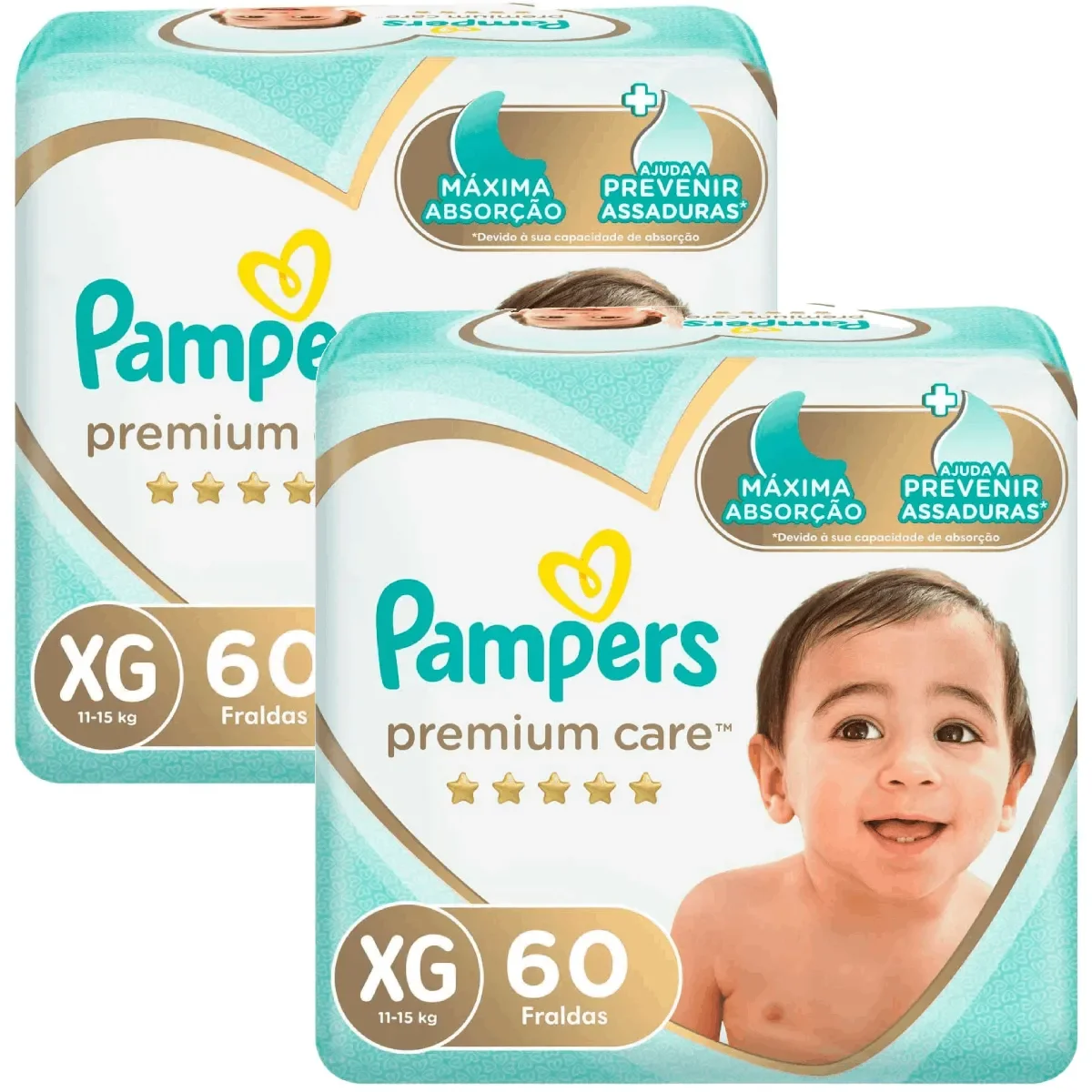 Kit Fralda Pampers Premium Care XG 2 Pacotes com 60 unidades cada - imagem 1