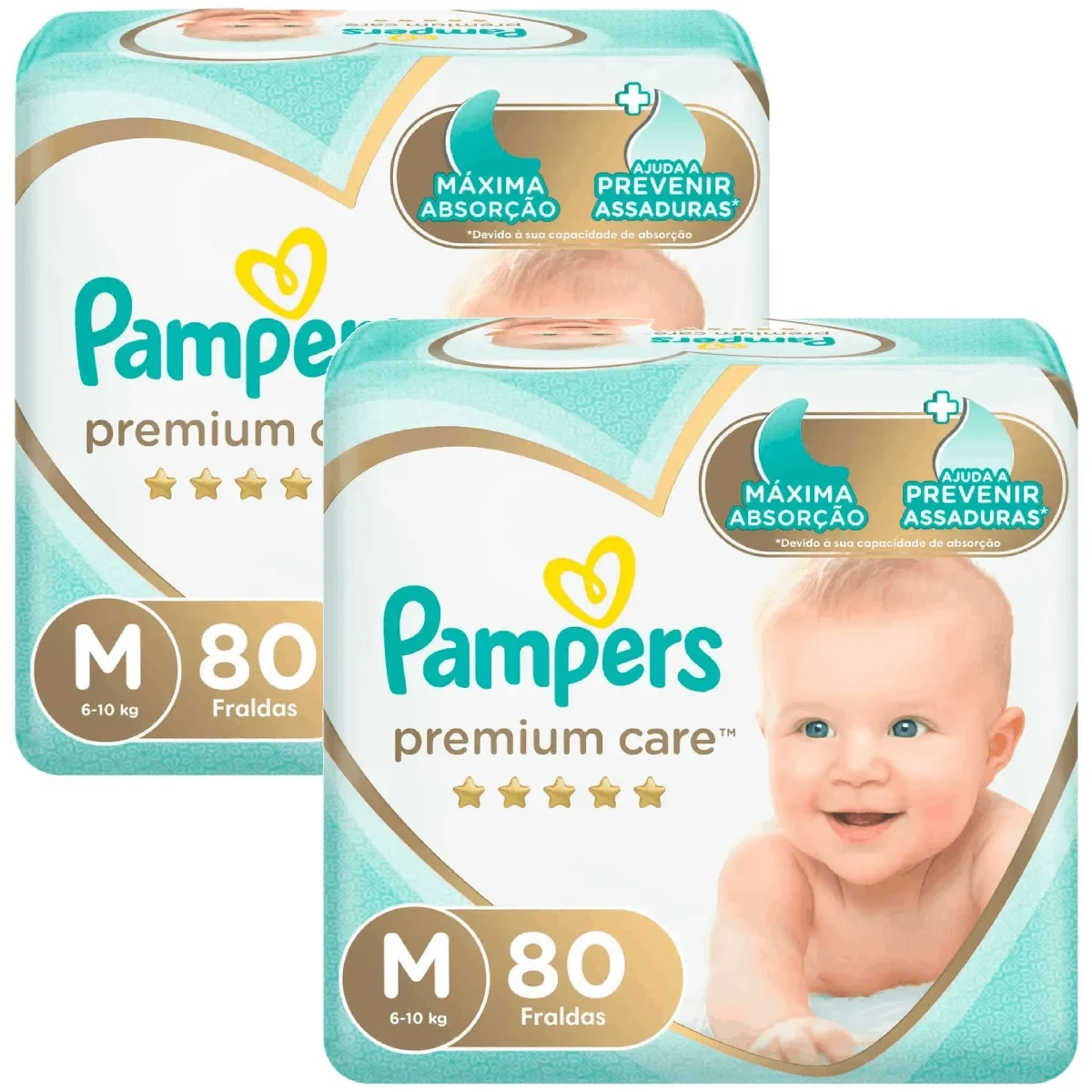 Kit Fralda Pampers Premium Care M 2 Pacotes com 80 unidades cada - imagem 1