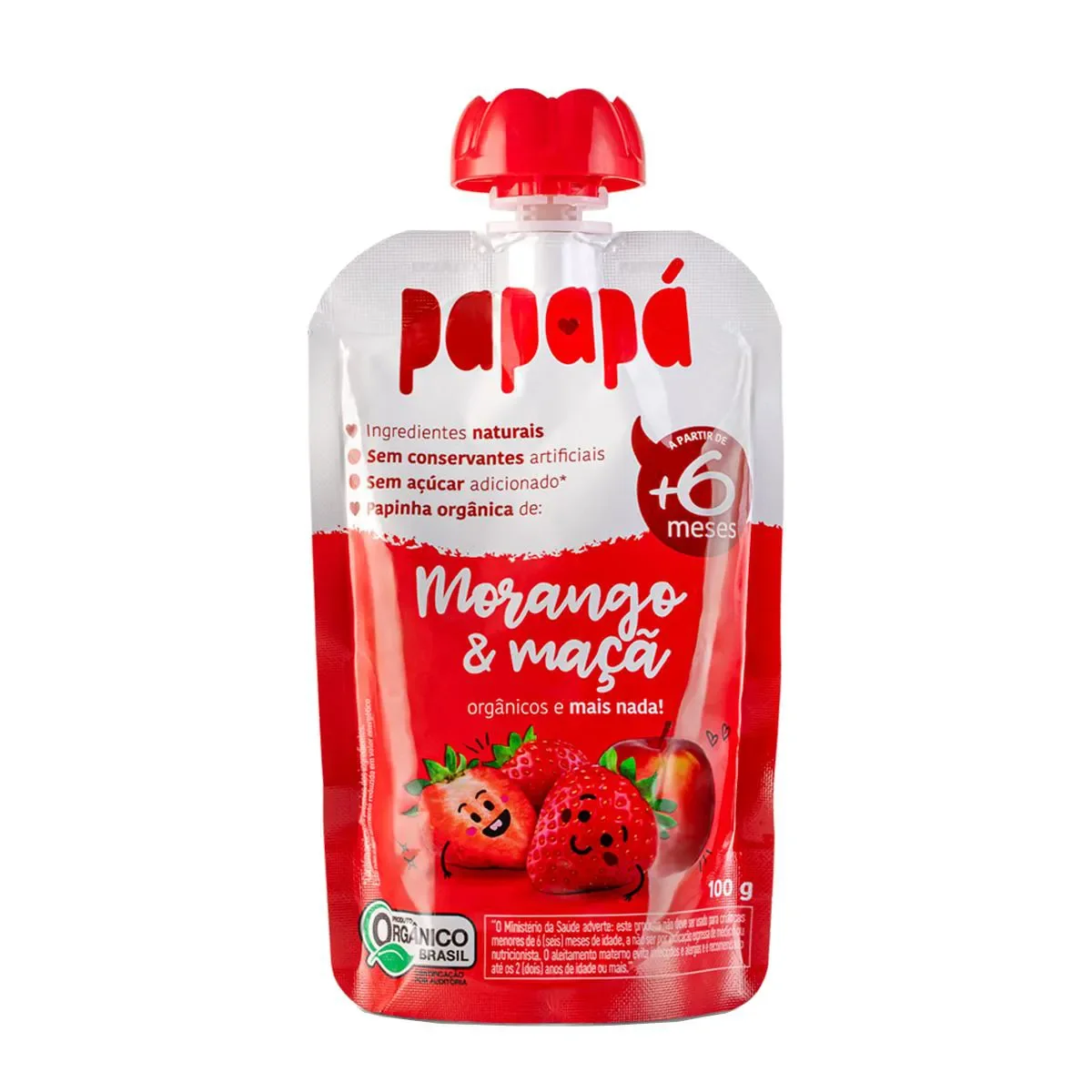 Papinha Orgânica Papapá Morango & Maçã 6+ Meses 100g - imagem 1