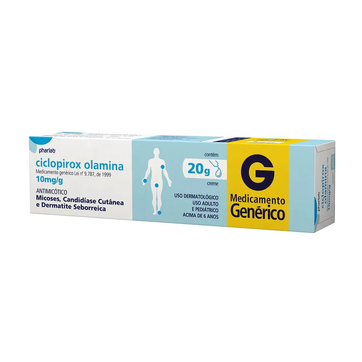 Ciclopirox Olamina 10mg/g Creme Dermatológico 20g Pharlab Genérico - imagem 1