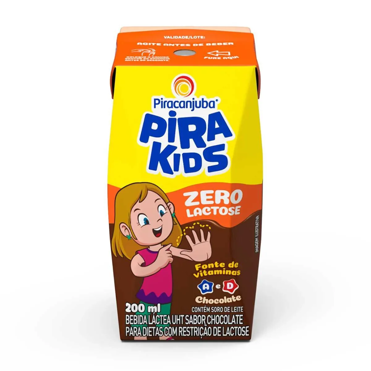 Pirakids Bebida Láctea Zero Lactose Chocolate com 200ml - imagem 1