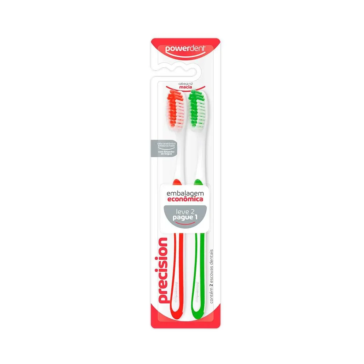 Escova de Dente Powerdent Precision Macia com 2 Unidades - imagem 1