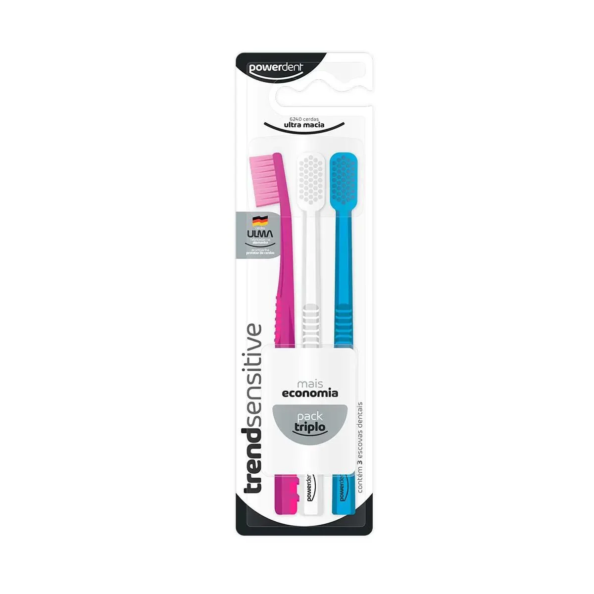 Escova de Dente Powerdent Trend Sensitive com 3 Unidades - imagem 1