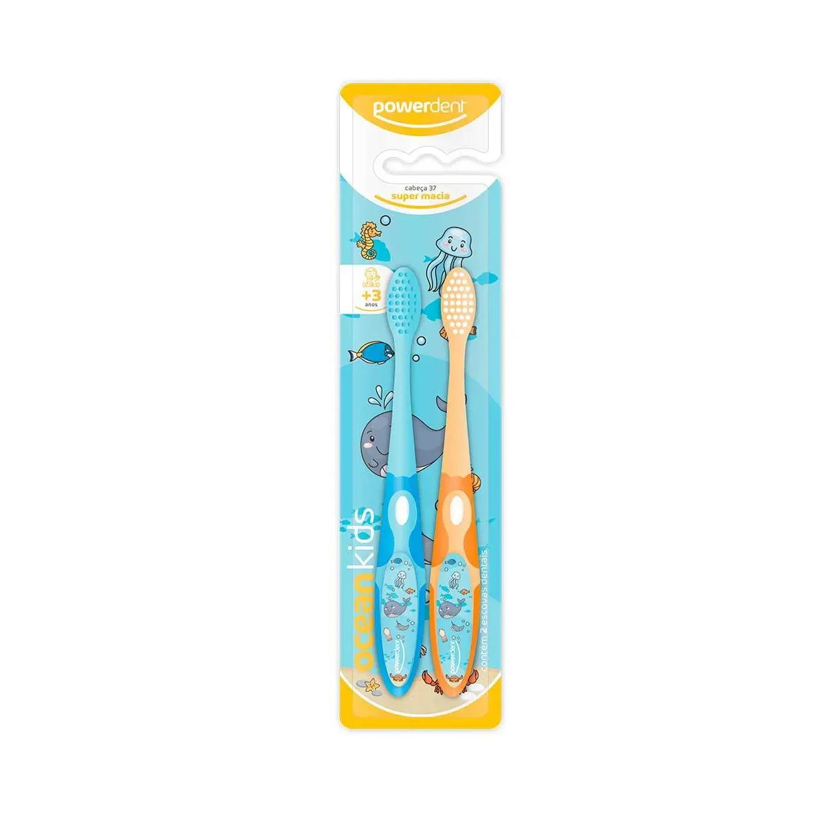 Escova de Dente Infantil Powerdent Ocean Kids com 2 Unidades - imagem 1