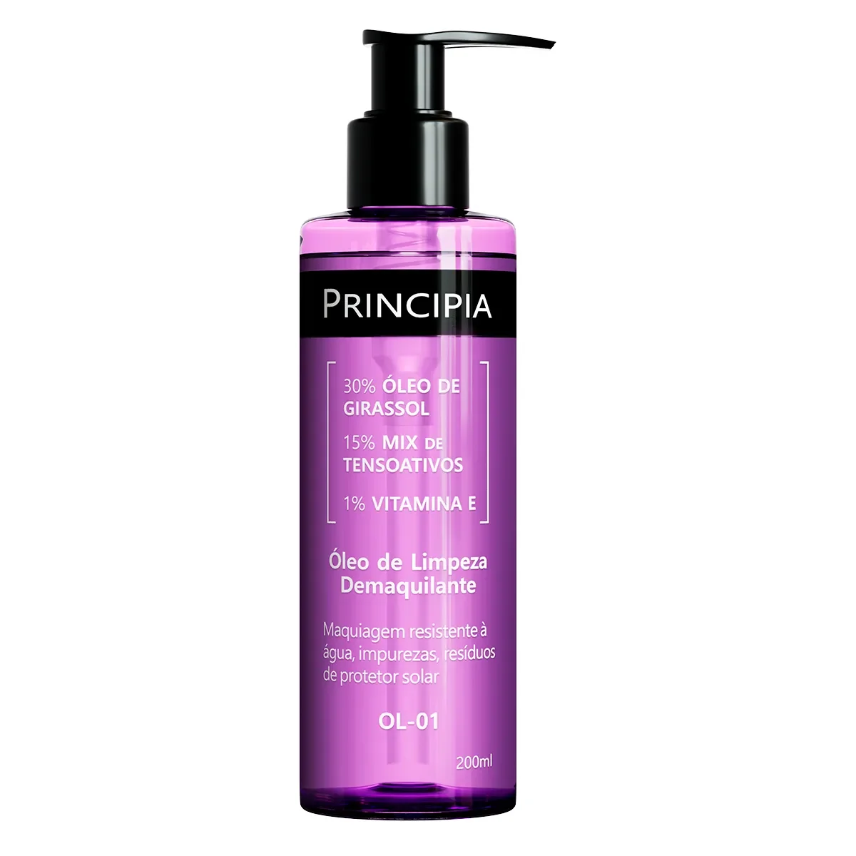 Óleo de Limpeza Demaquilante 30% Óleo de Girassol + 15% Mix de Tensoativos + 1% Vitamina E Principia Skincare OL-01 com 200ml - imagem 1