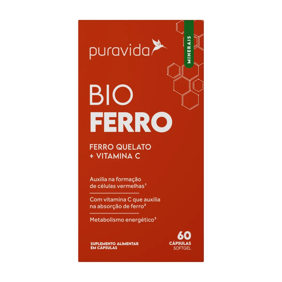 Ferro Quelato + Vitamina C Puravida Bio Ferro 60 cápsulas - imagem 1